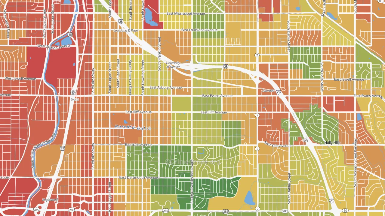 University, Denver, CO Map of Assault Rates