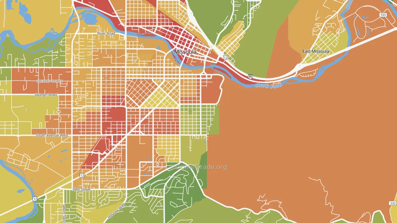 University District, Missoula, MT Map of Assault Rates