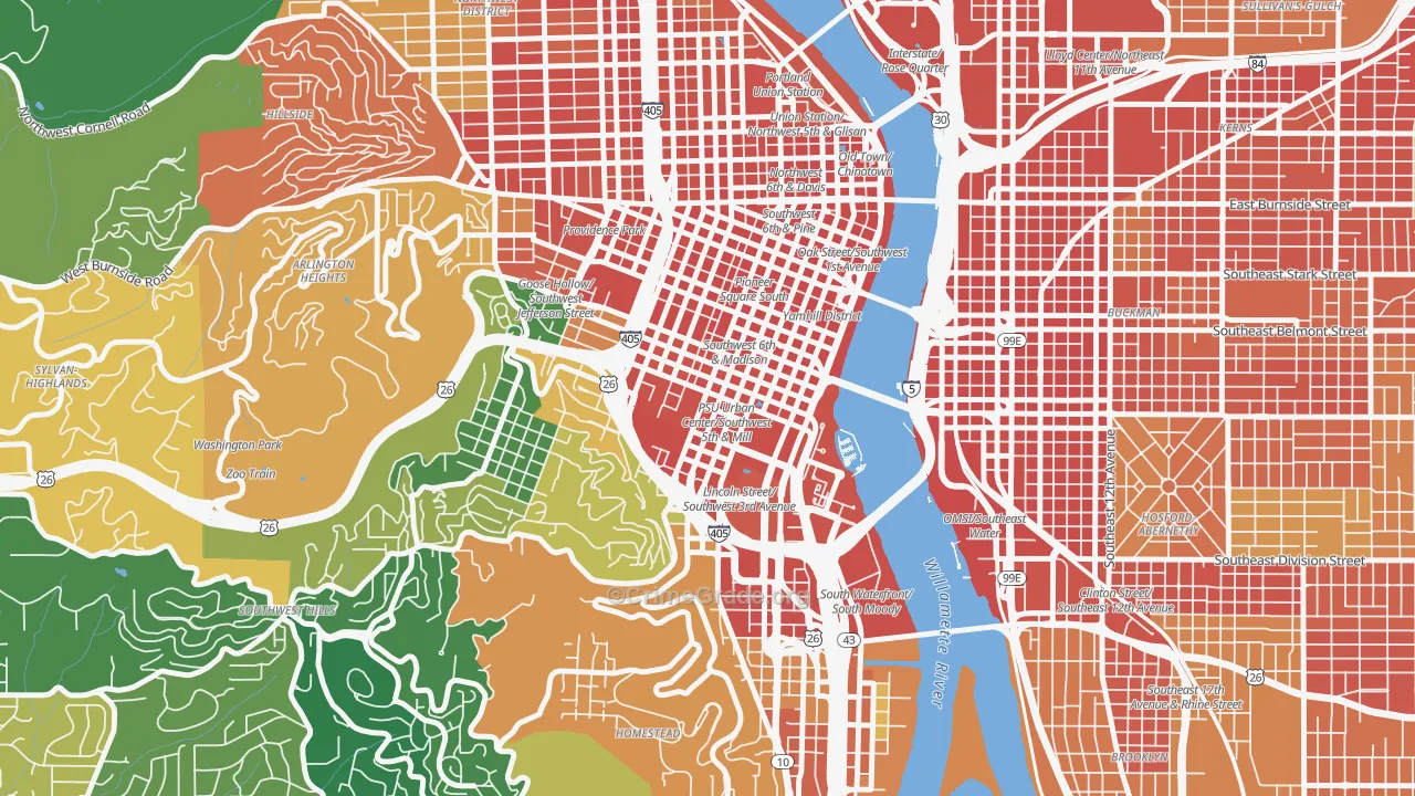 University District, Portland, OR Map of Assault Rates