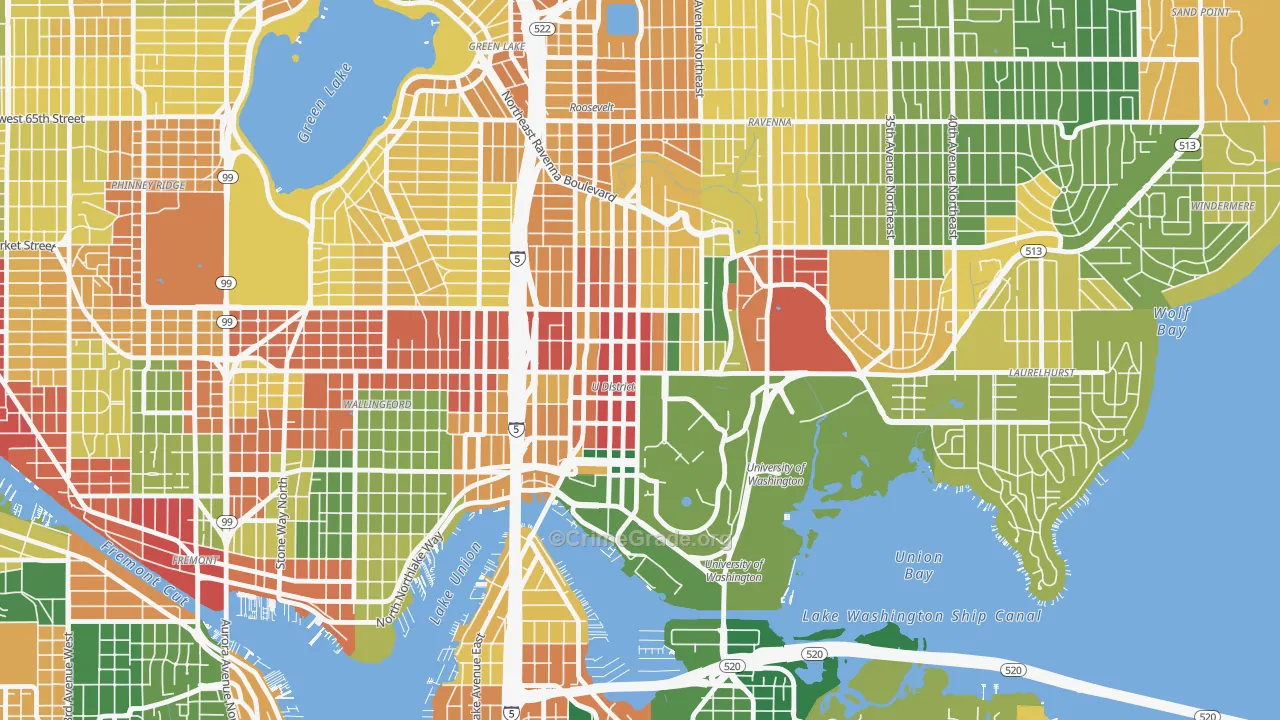 University District, Seattle, WA Map of Assault Rates