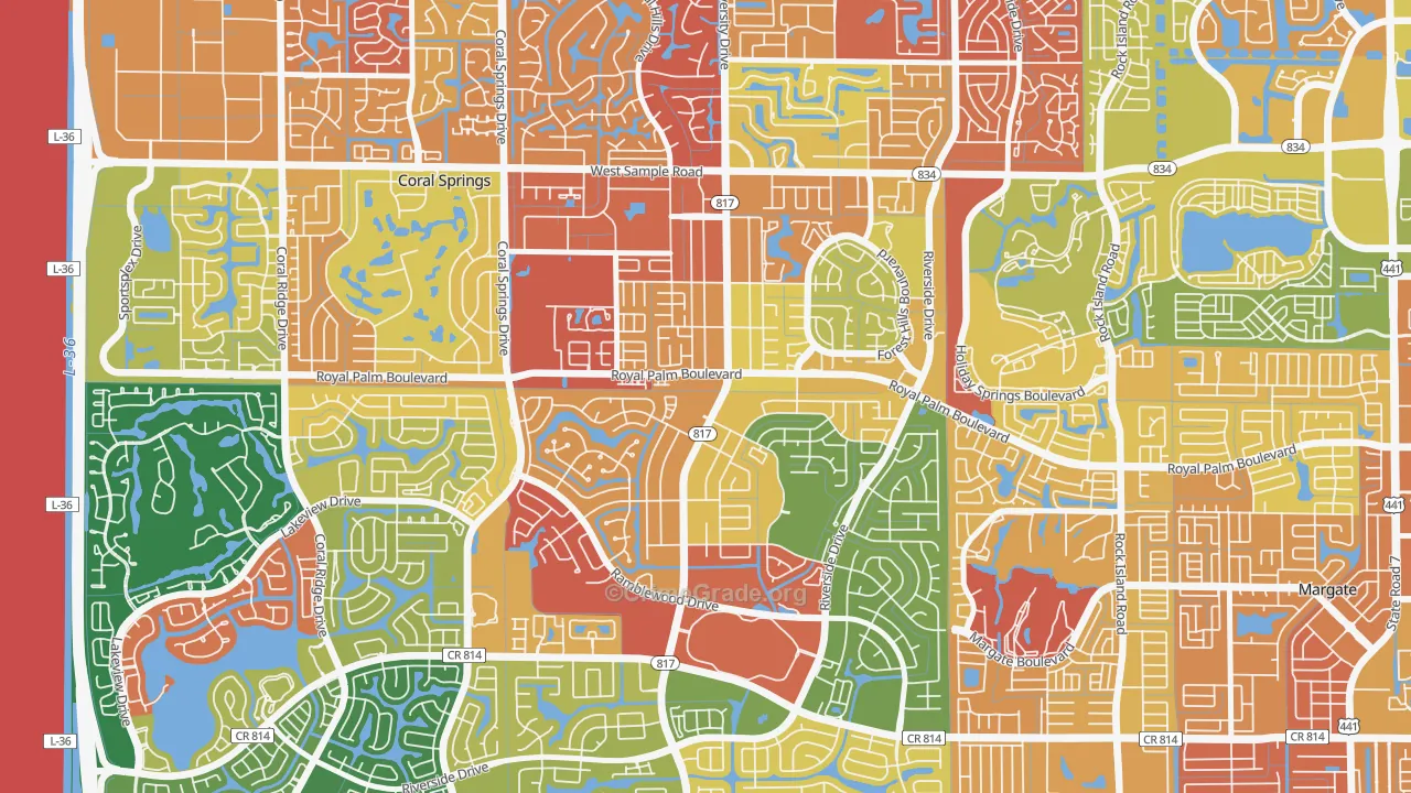 University Drive, Coral Springs, FL Map of Assault Rates