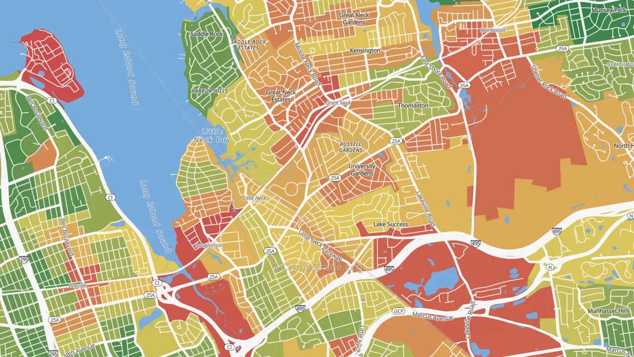 University Gardens, Great Neck, NY Map of Assault Rates