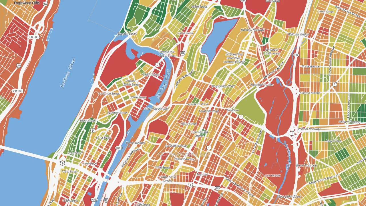 University Heights, Bronx, NY Map of Assault Rates