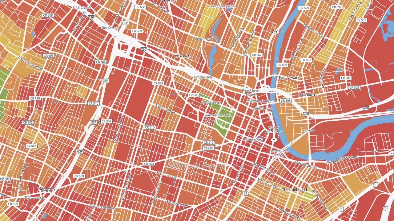 University Heights, Newark, NJ Map of Assault Rates