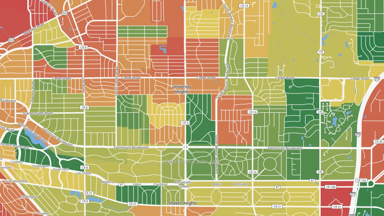 University Heights, OH Map of Assault Rates