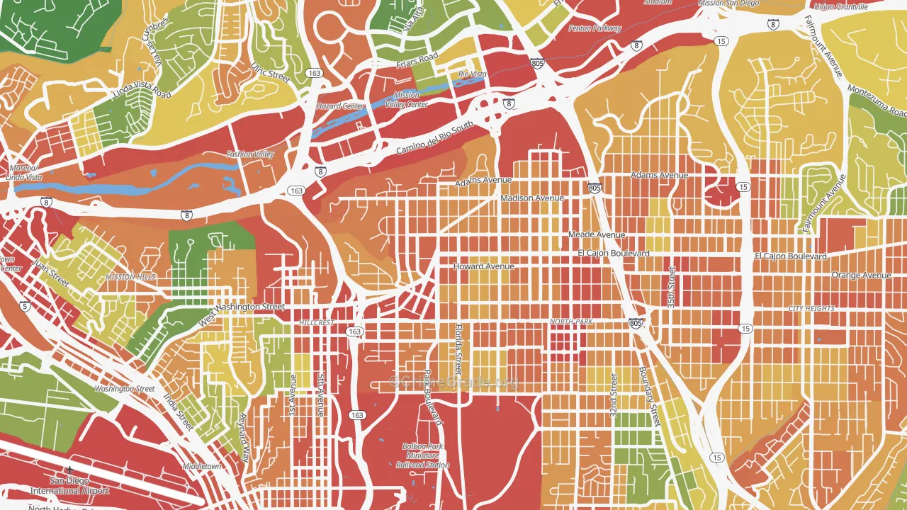 University Heights, San Diego, CA Map of Assault Rates