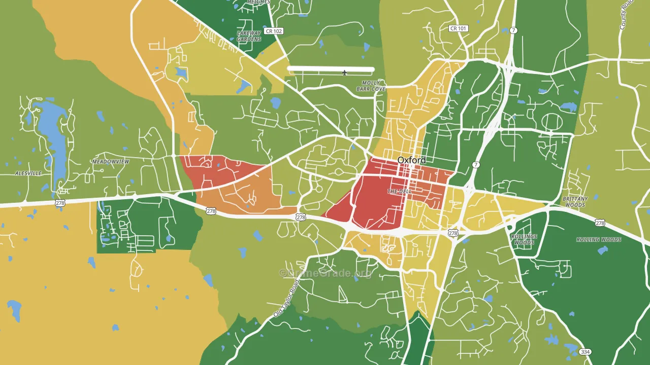 University, MS Map of Assault Rates