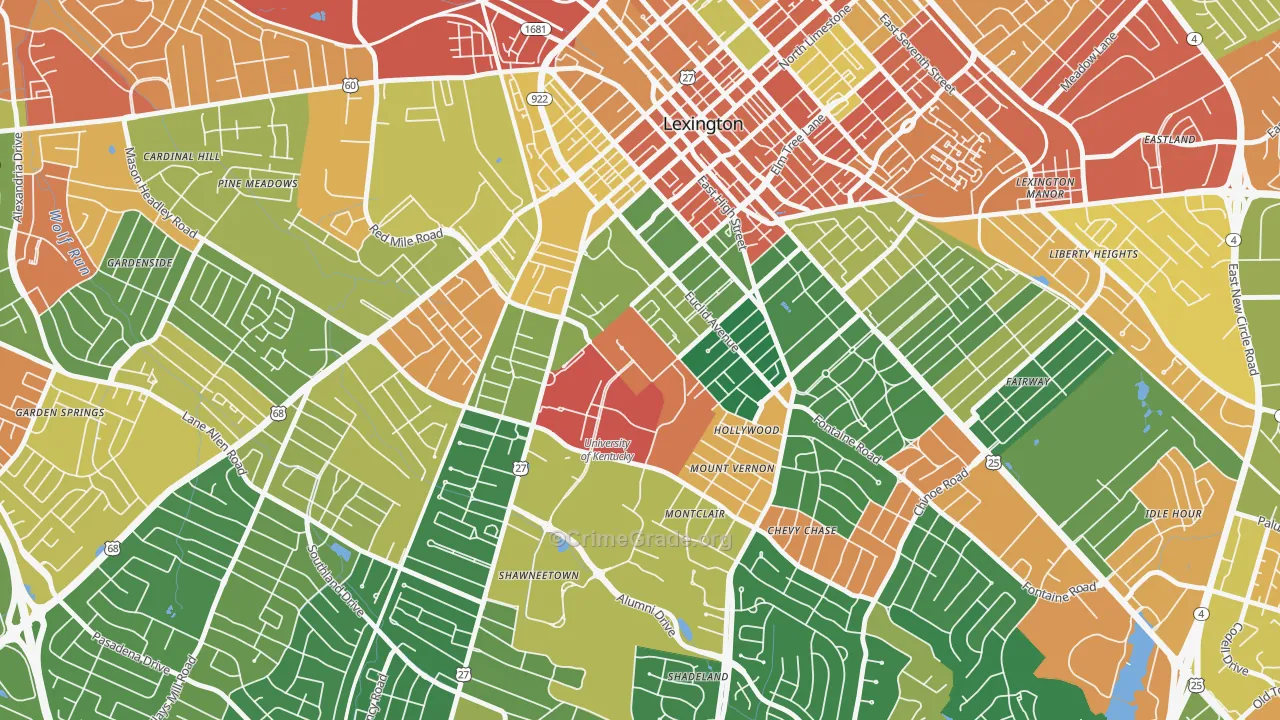 University of Kentucky, Lexington, KY Map of Assault Rates