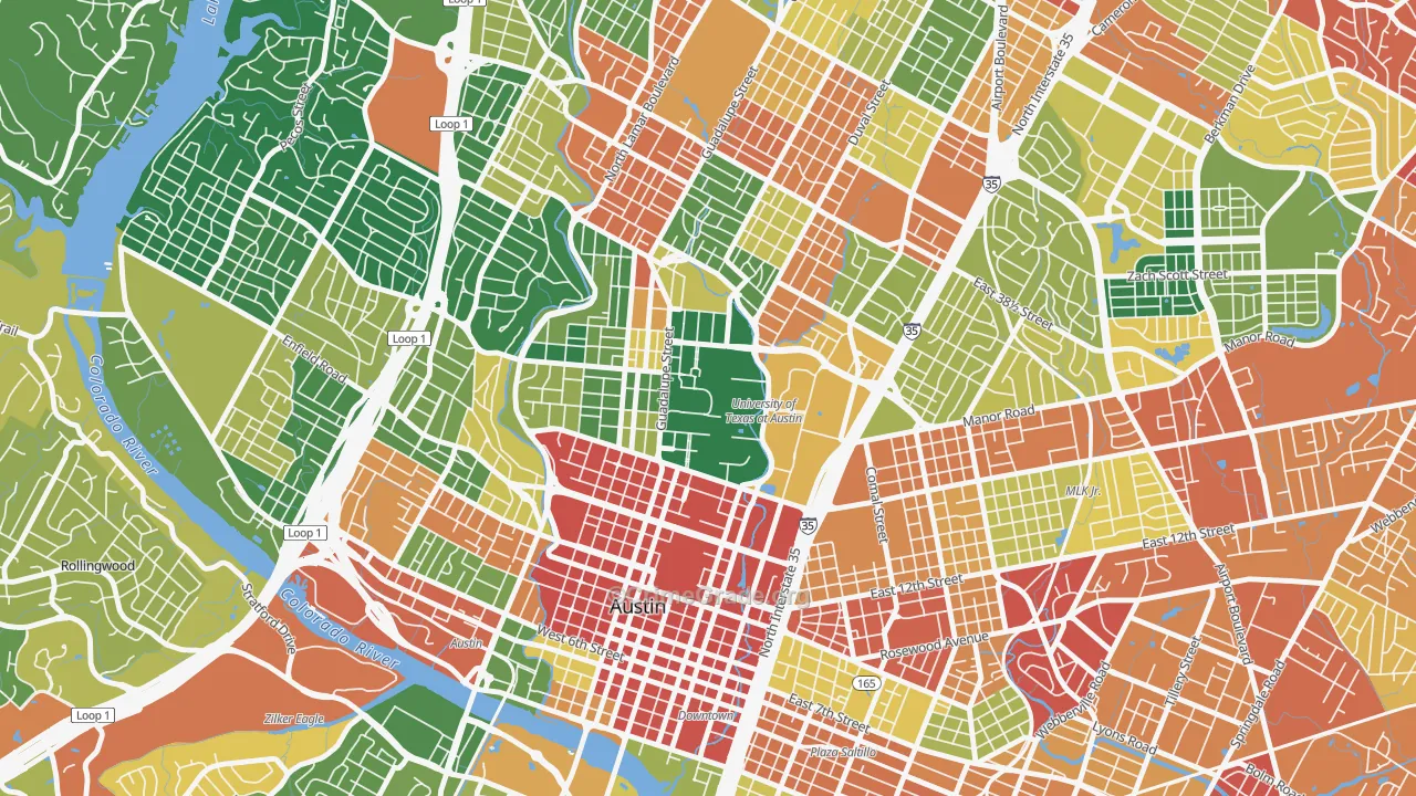 University Of Texas, Austin, TX Map of Assault Rates