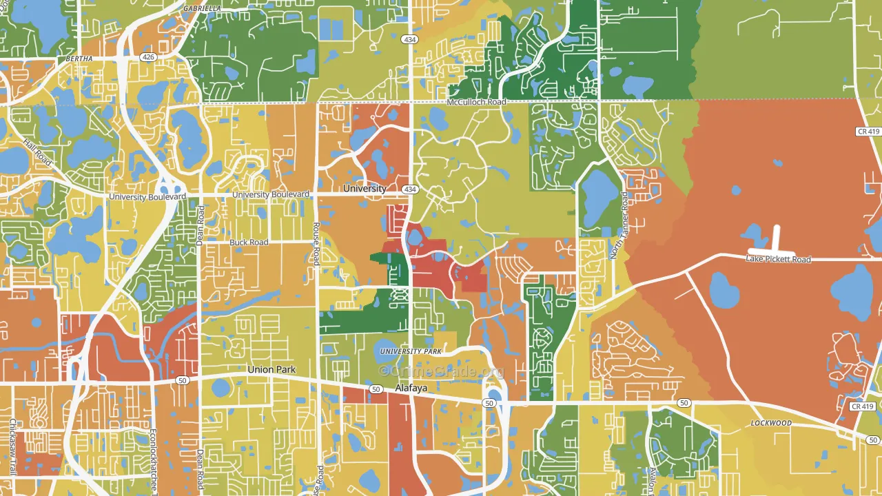 university, Orlando, FL Map of Assault Rates