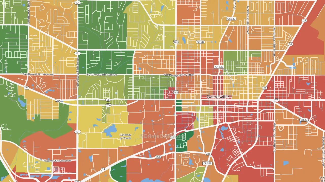 University Park-Gainsville, Gainesville, FL Map of Assault Rates