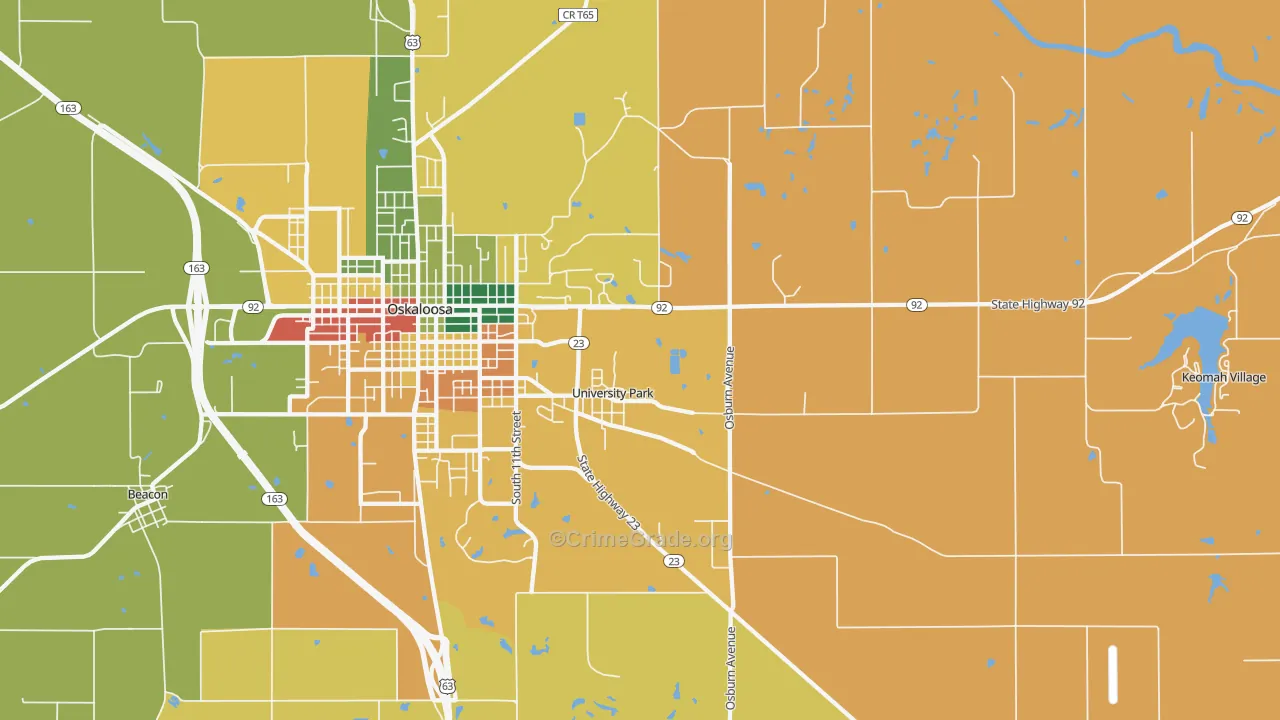 University Park, IA Map of Assault Rates