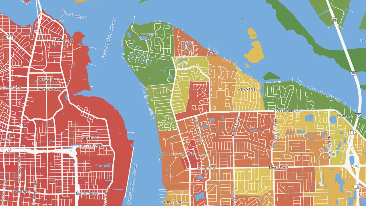 University Park-Jacksonville, Jacksonville, FL Map of Assault Rates