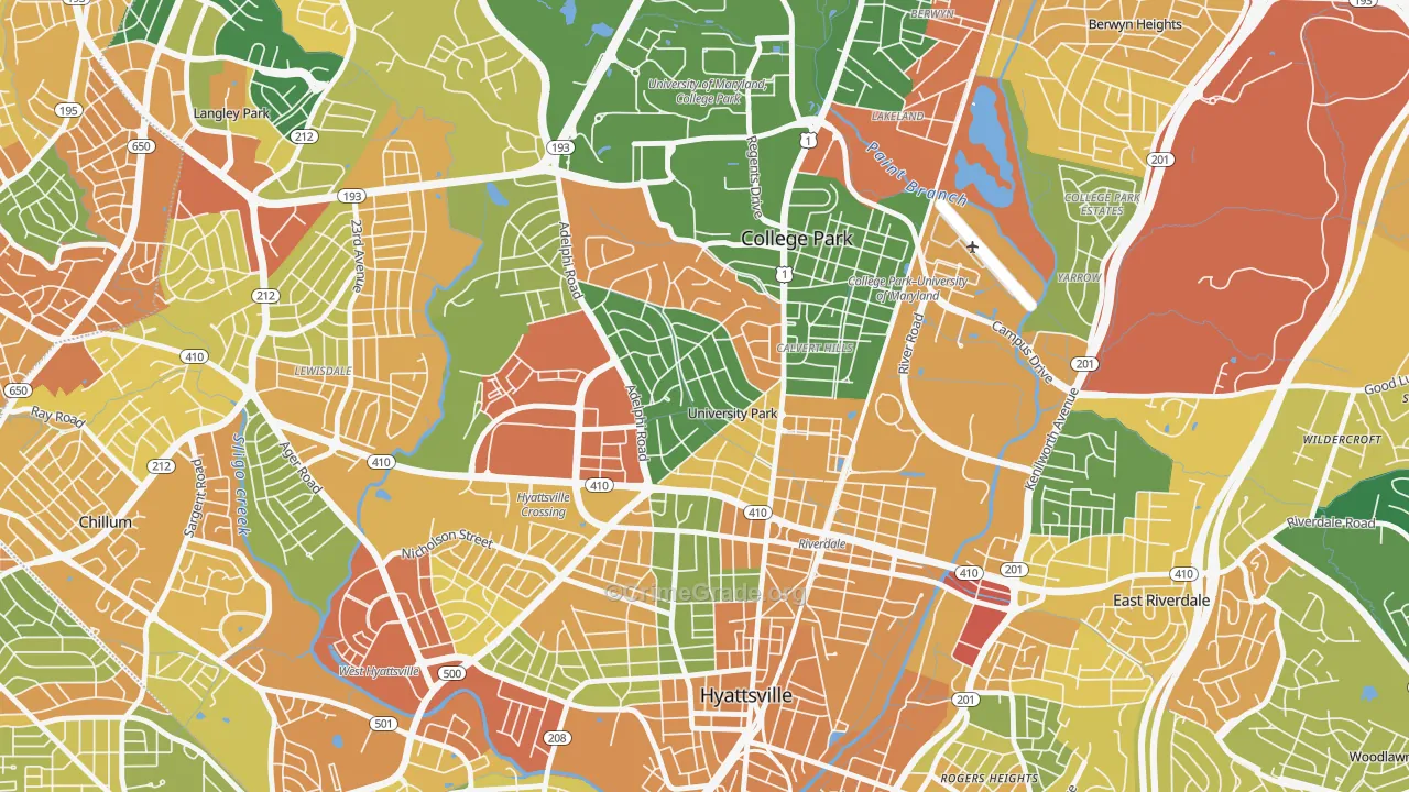 University Park, MD Map of Assault Rates