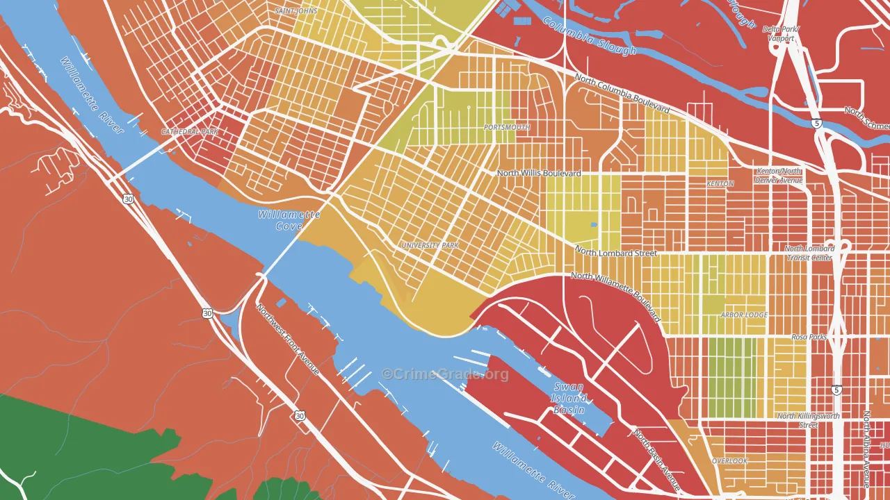 University Park, Portland, OR Map of Assault Rates