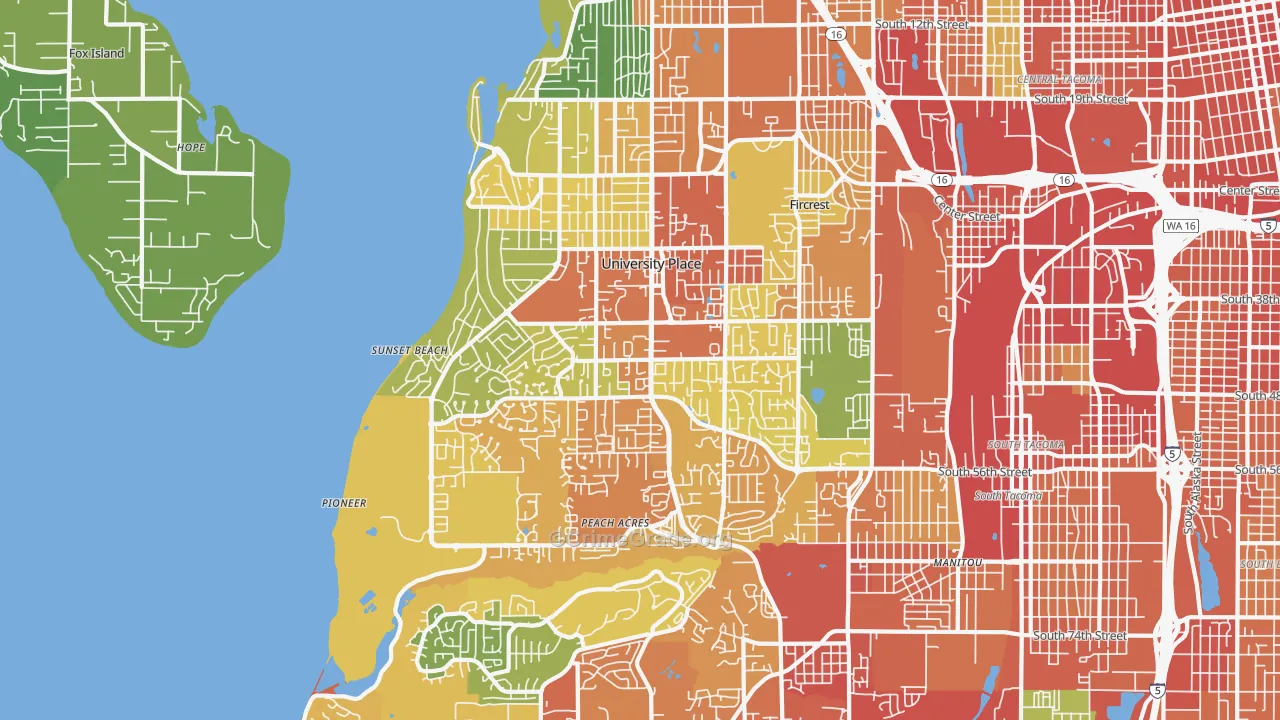 University Place, WA Map of Assault Rates