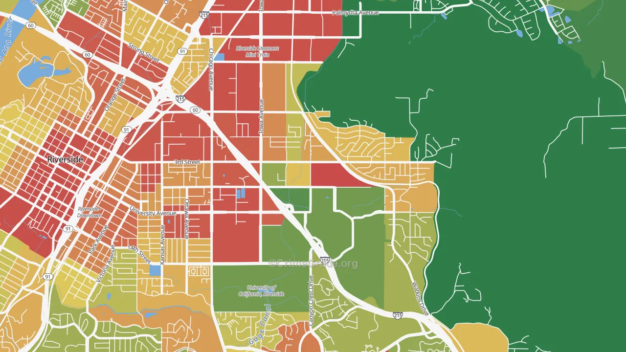 University, Riverside, CA Map of Assault Rates