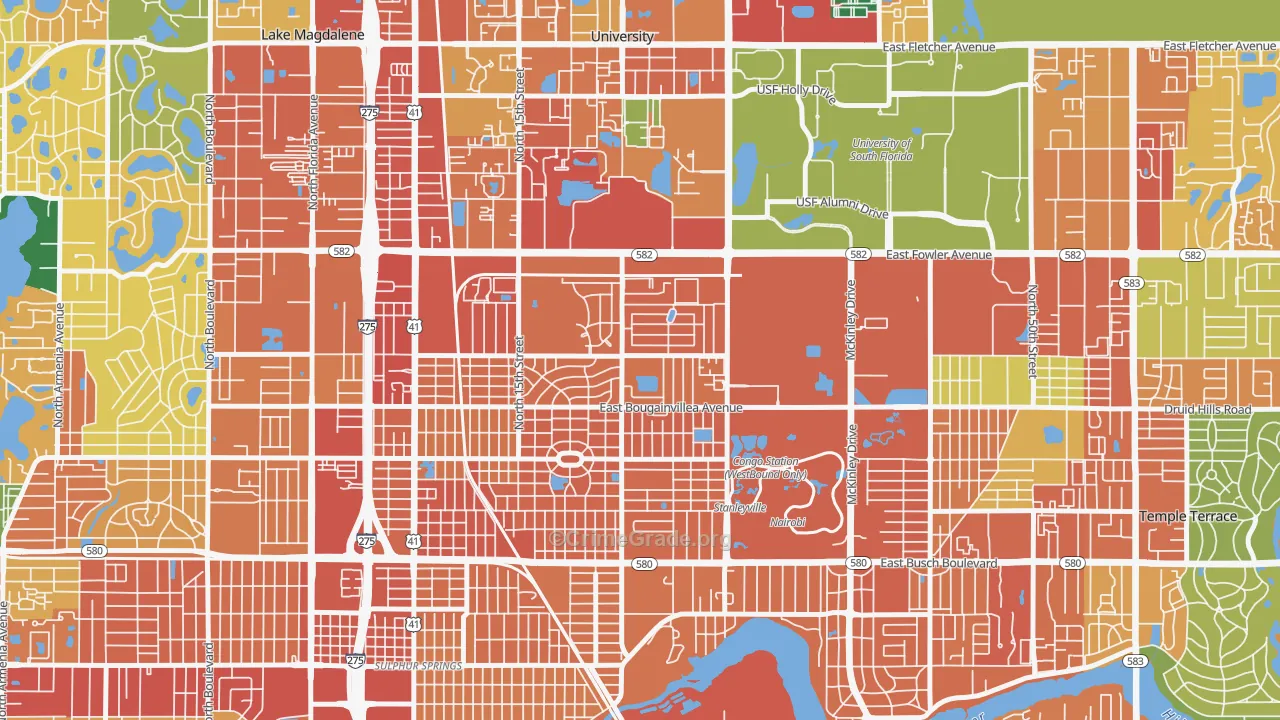 University Square, Tampa, FL Map of Assault Rates