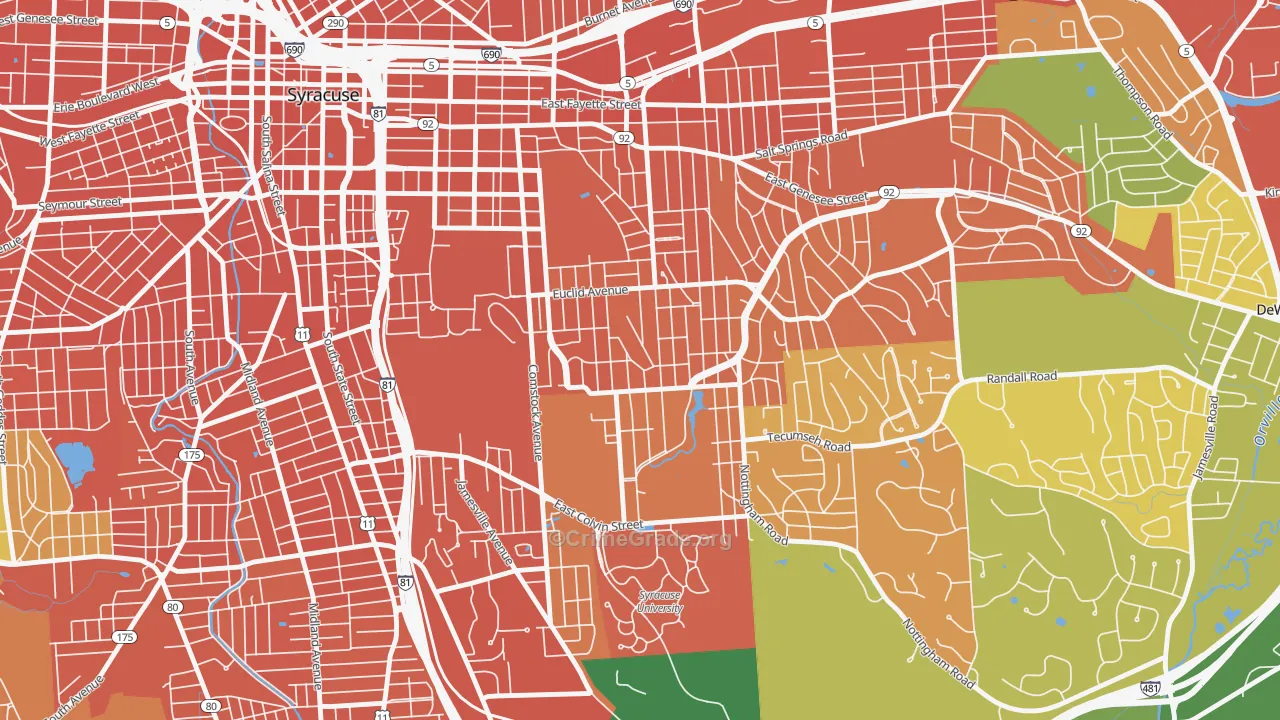 University-Syracuse, Syracuse, NY Map of Assault Rates