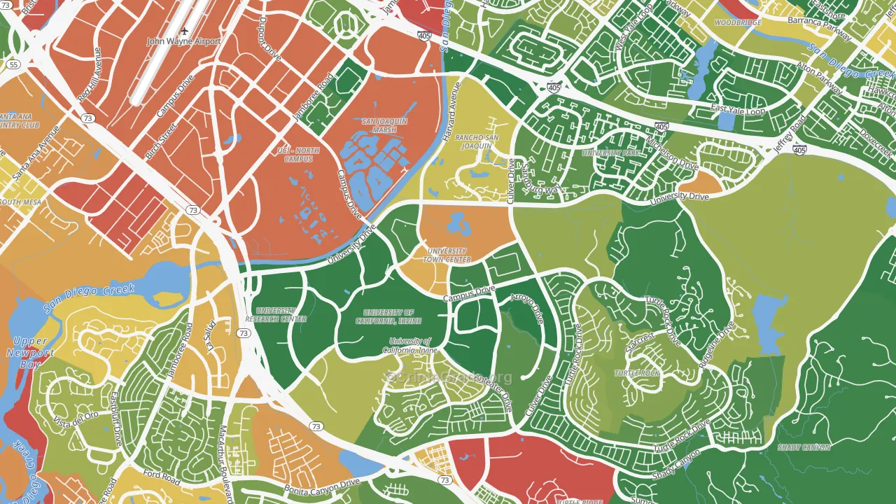 University Town Center, Irvine, CA Map of Assault Rates