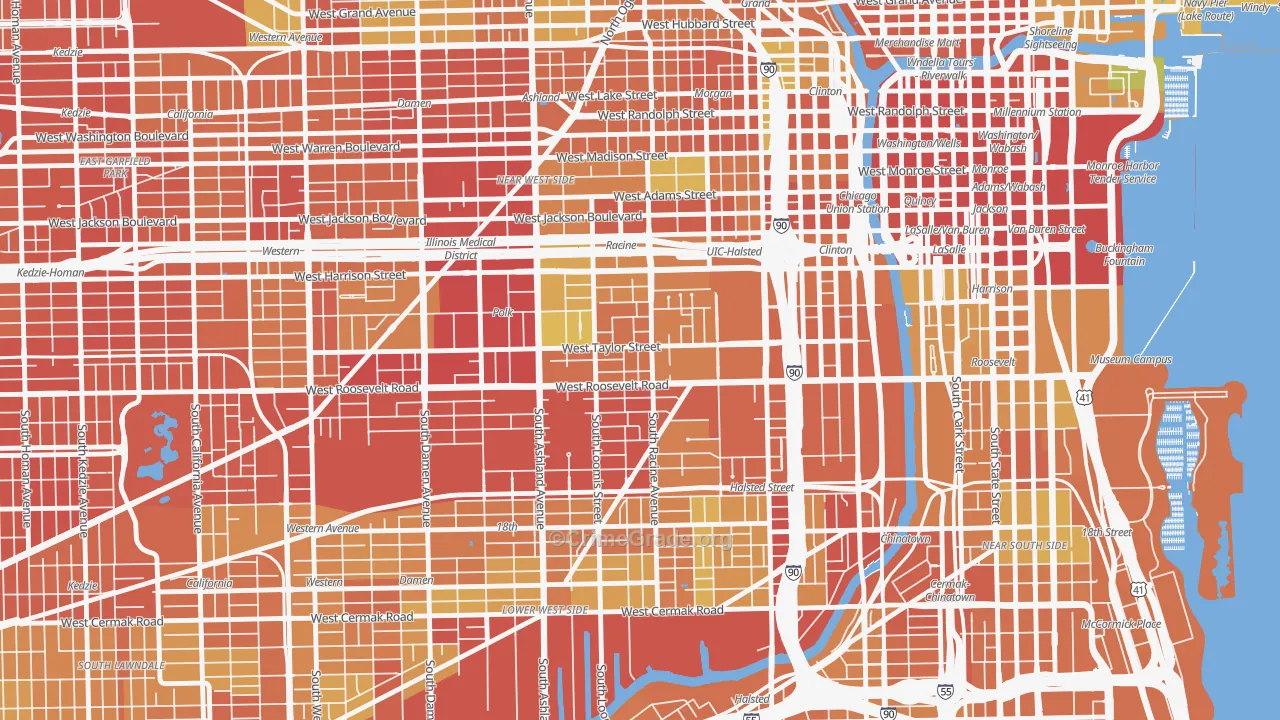 University Village, Chicago, IL Map of Assault Rates