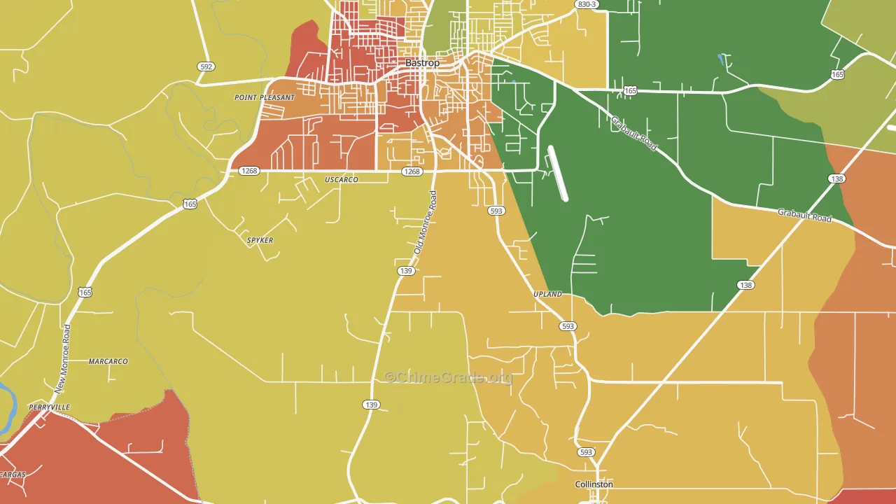 Upland, LA Map of Assault Rates