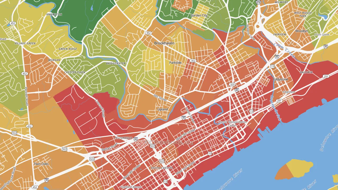 Upland, PA Map of Assault Rates