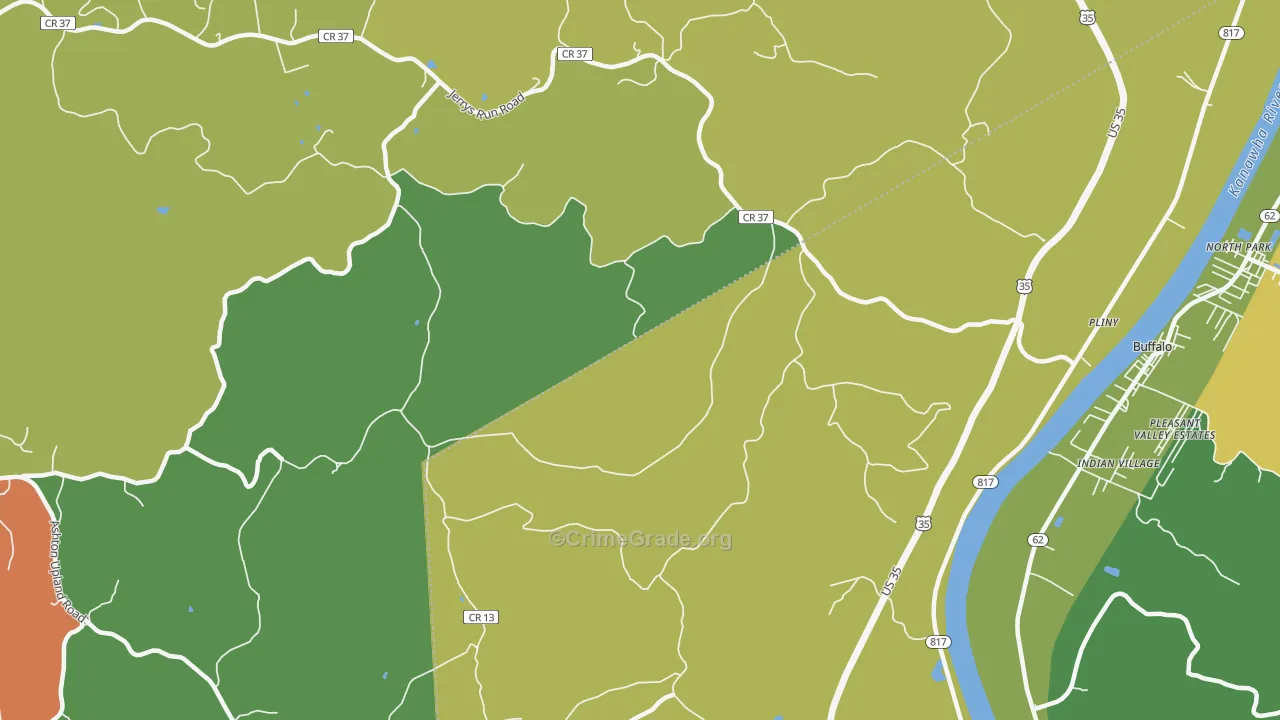 Upland, WV Map of Assault Rates