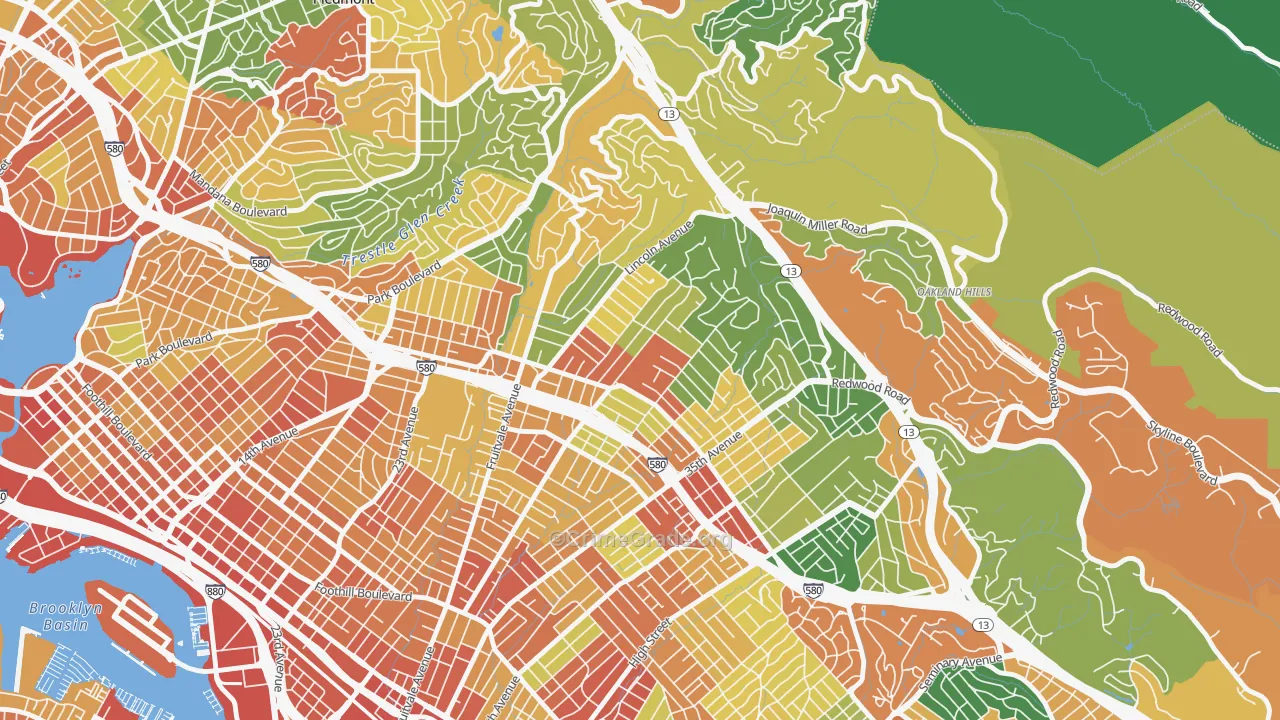 Upper Dimond, Oakland, CA Map of Assault Rates