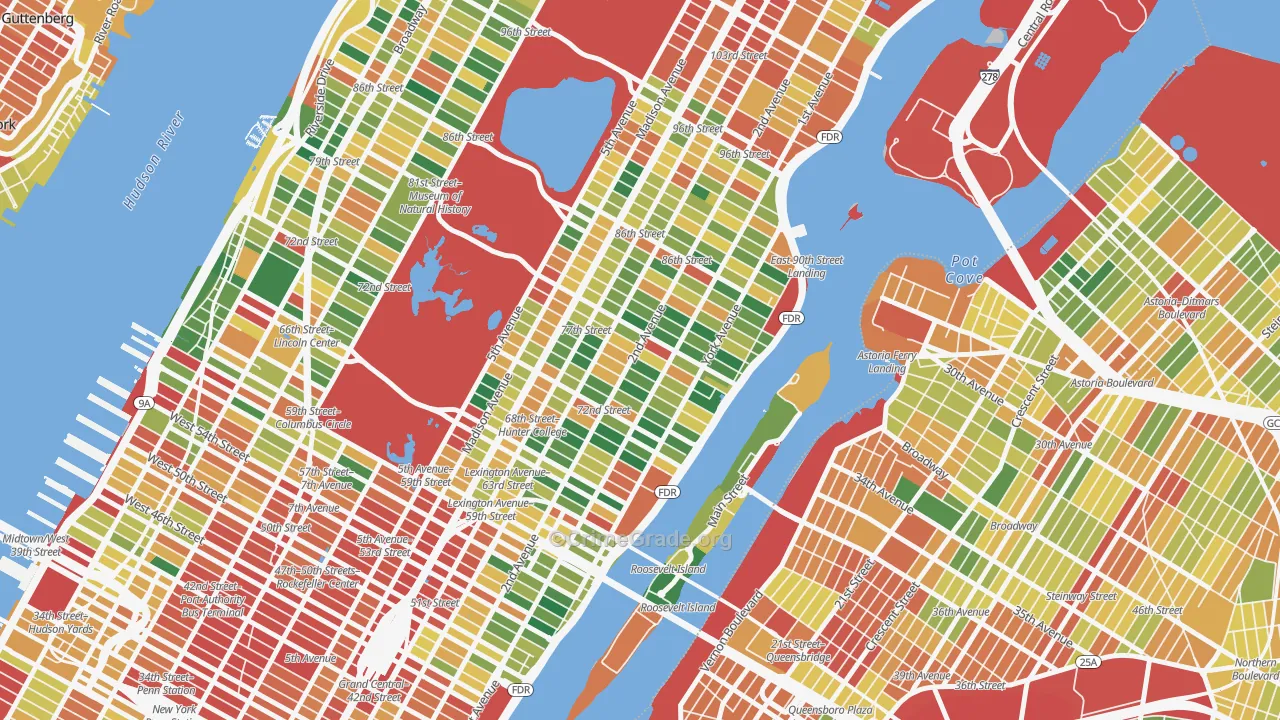 Upper East Side, Manhattan, NY Map of Assault Rates