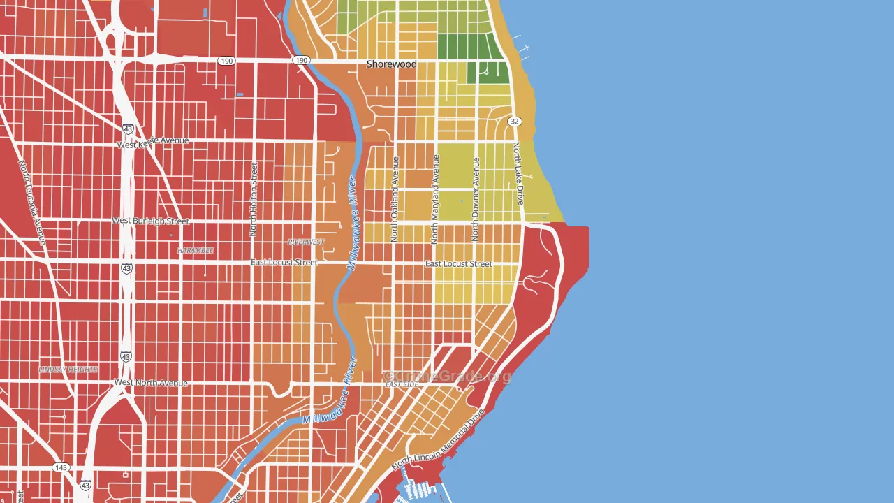 Upper East Side, Milwaukee, WI Map of Assault Rates