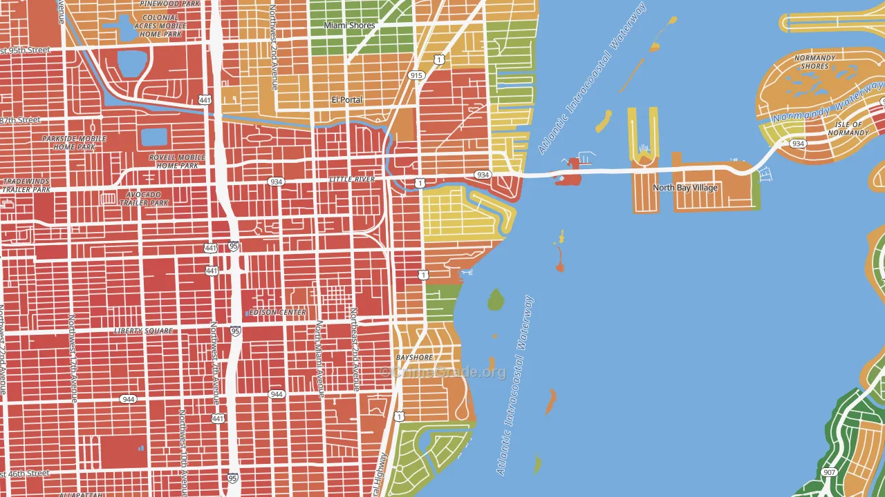 Upper Eastside, Miami, FL Map of Assault Rates