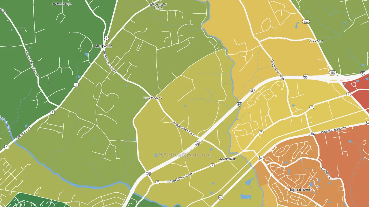 Upper Falls, MD Map of Assault Rates