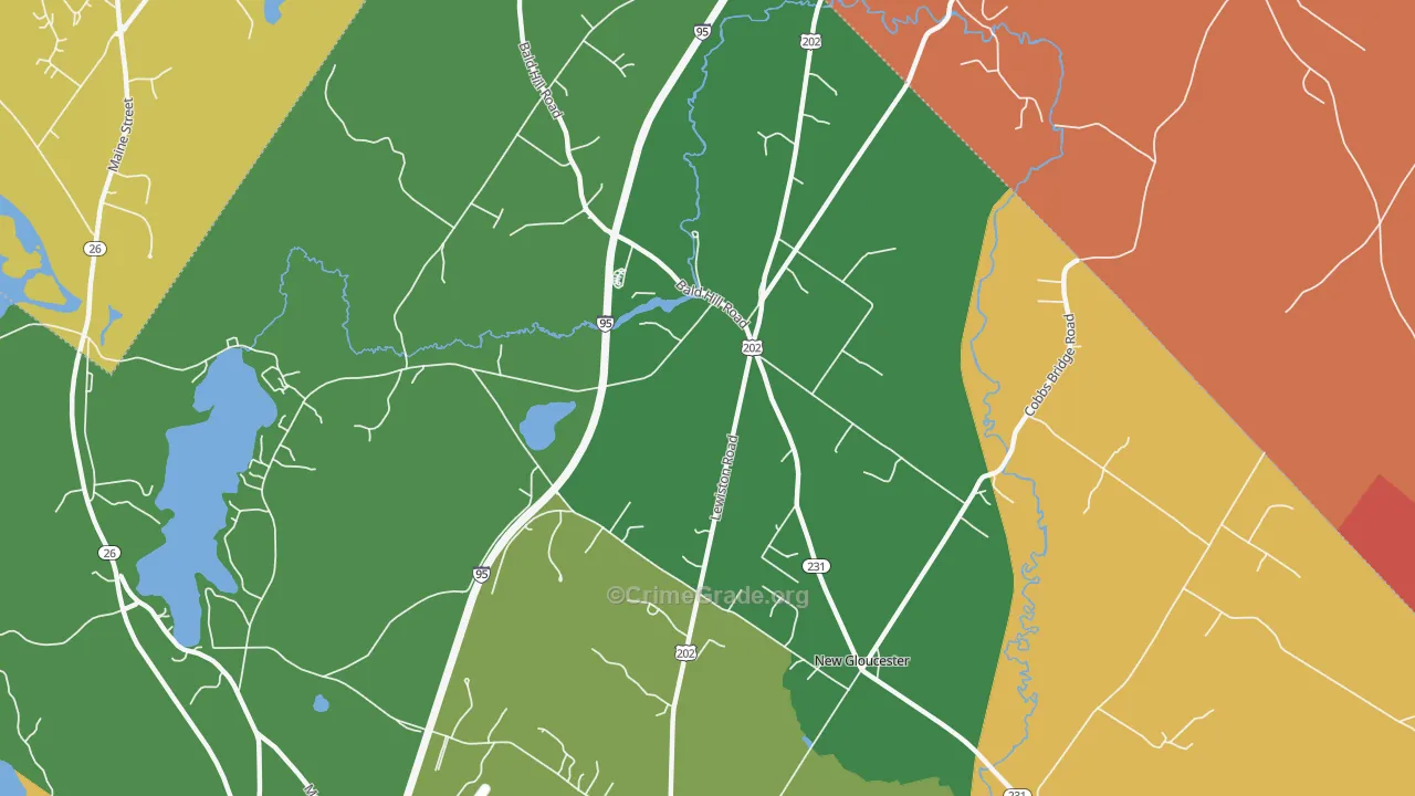 Upper Gloucester, ME Map of Assault Rates