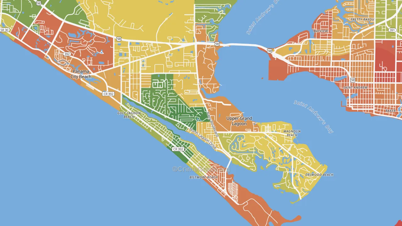 Upper Grand Lagoon, FL Map of Assault Rates