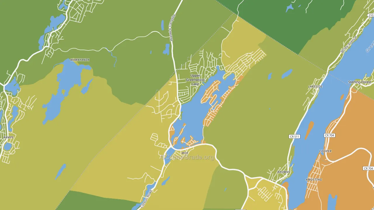 Upper Greenwood Lake, NJ Map of Assault Rates