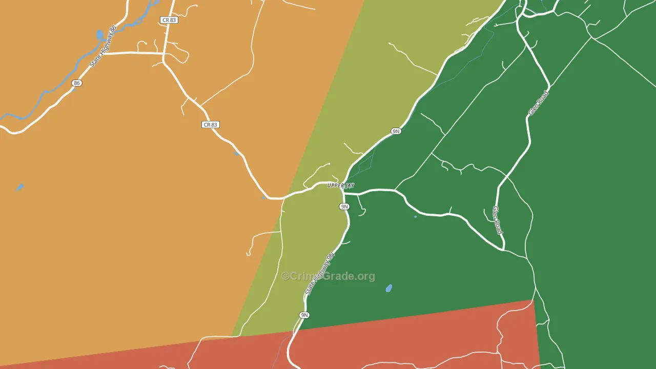 Upper Jay, NY Map of Assault Rates
