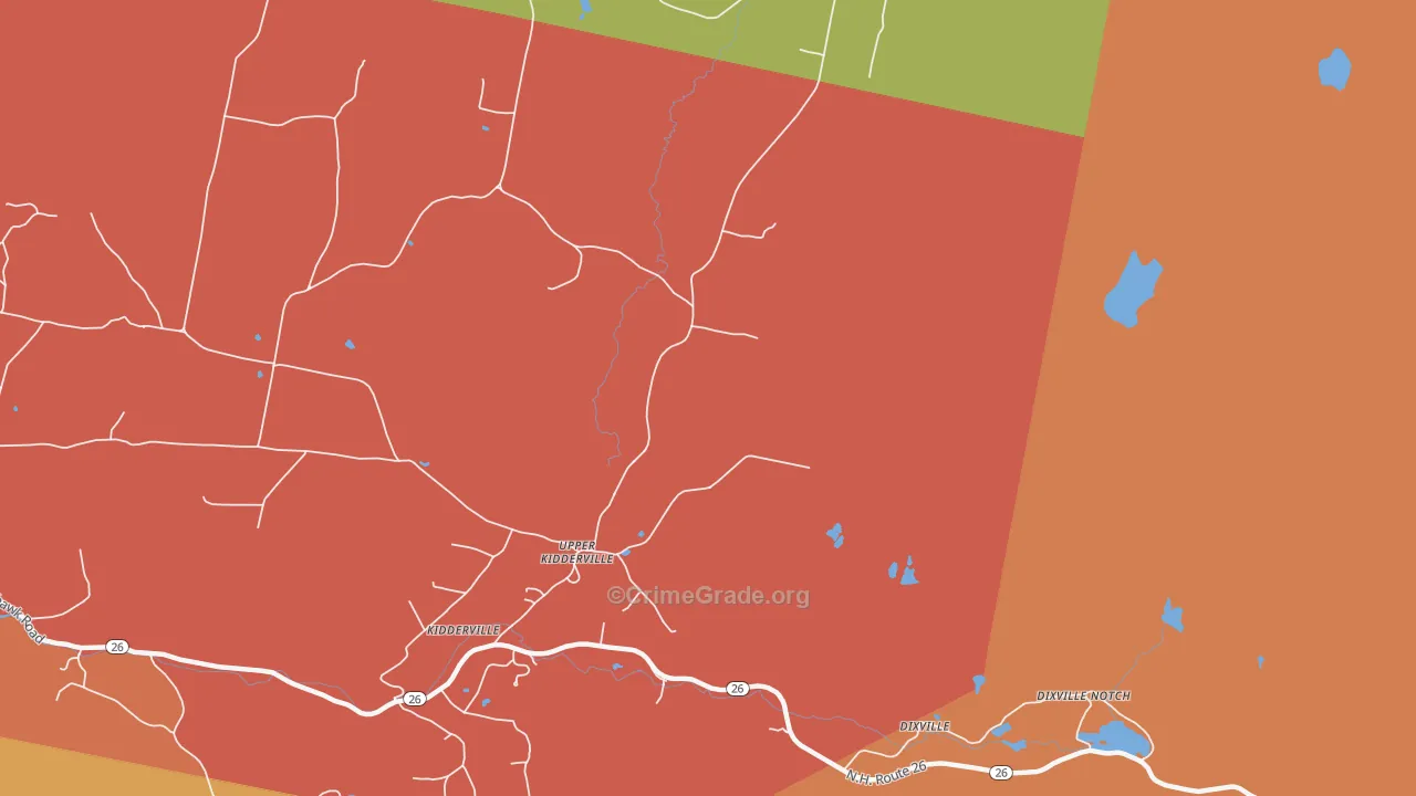 Upper Kidderville, NH Map of Assault Rates