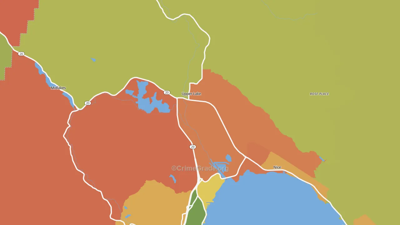 Upper Lake, CA Map of Assault Rates