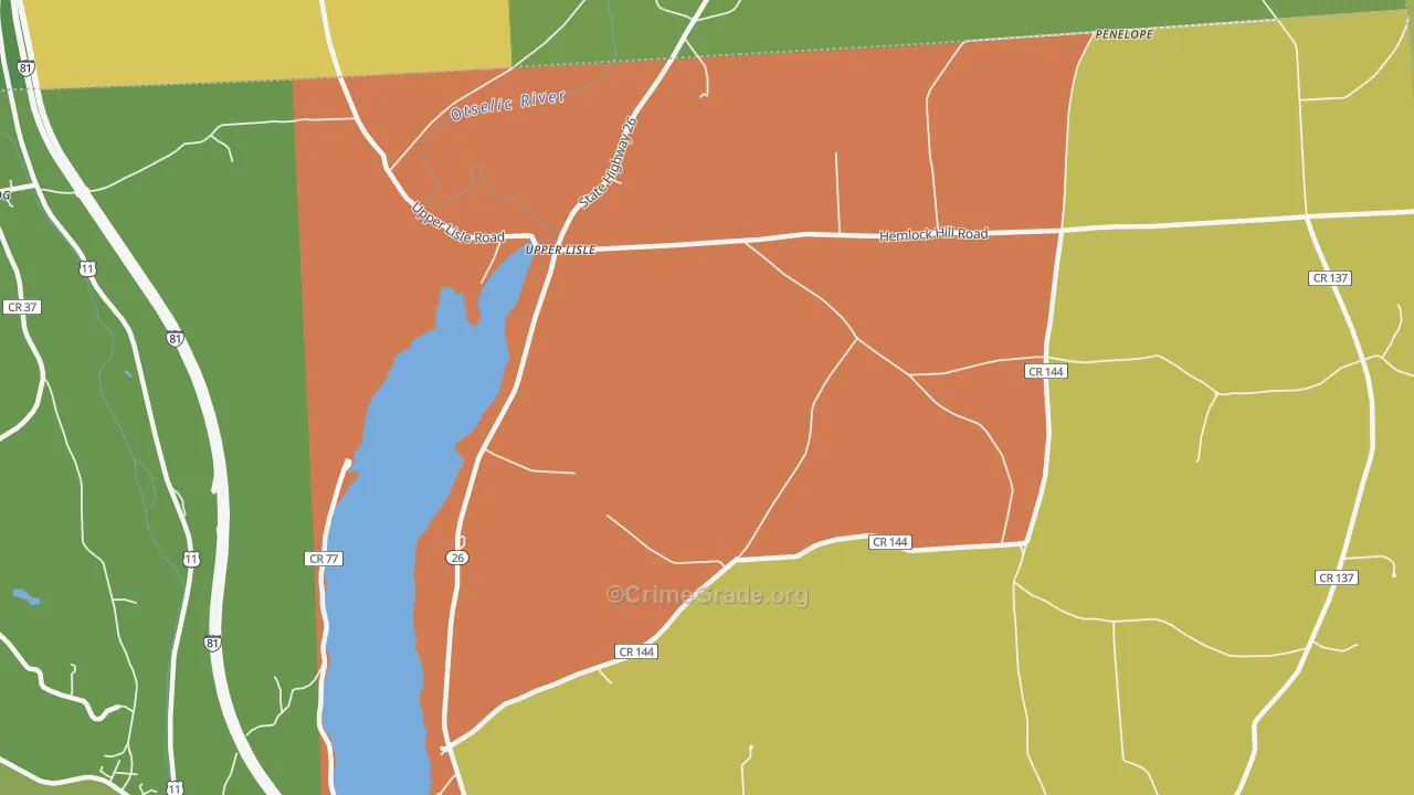 Upper Lisle, NY Map of Assault Rates