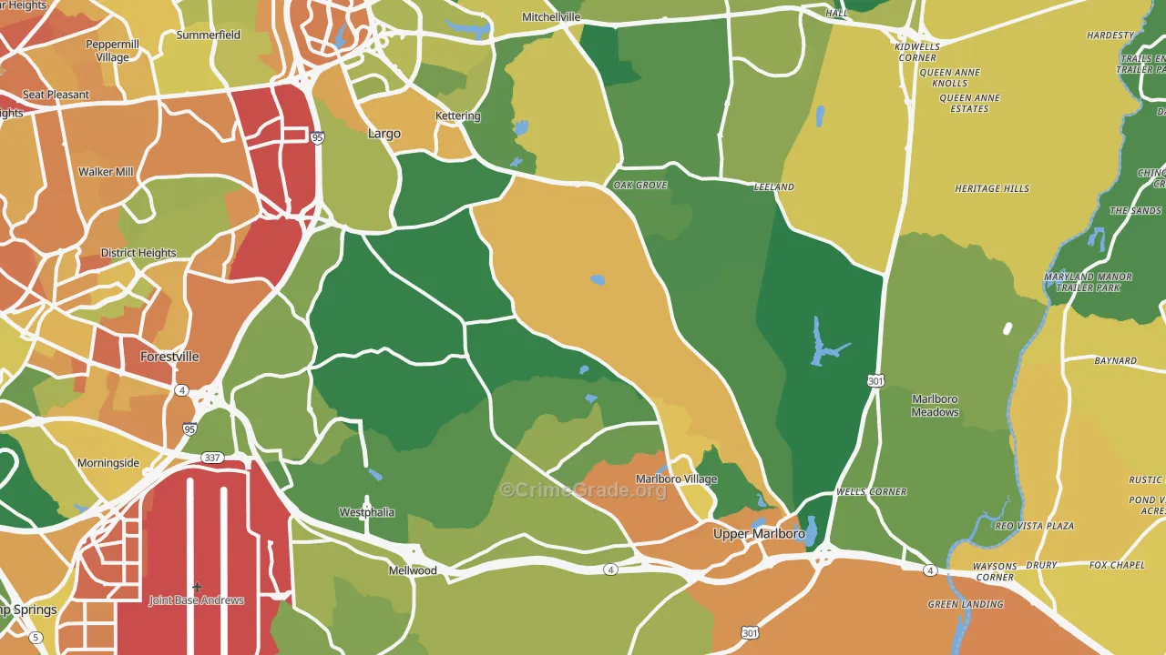 Upper Marlboro, MD Map of Assault Rates