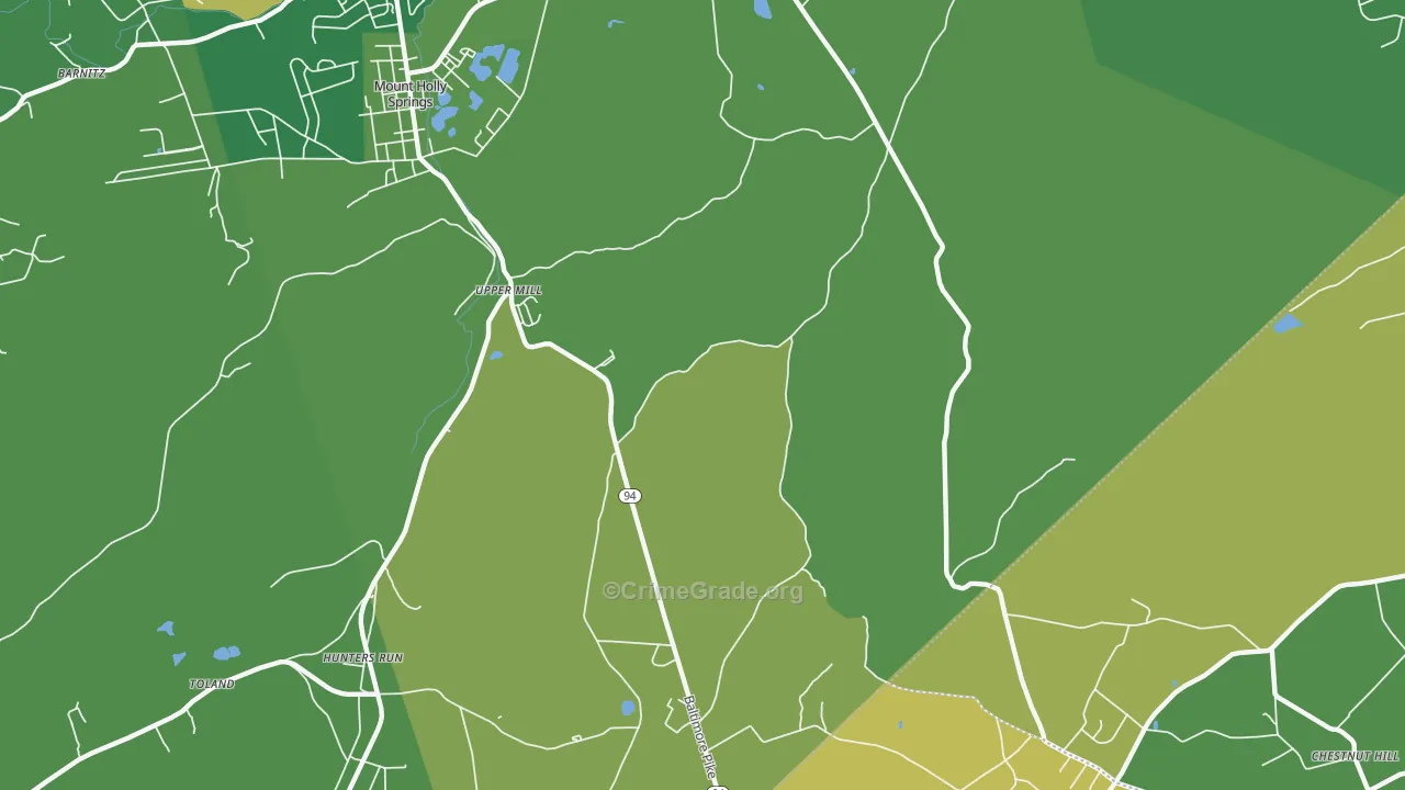 Upper Mill, PA Map of Assault Rates