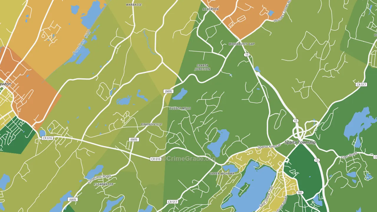 Upper Mohawk, NJ Map of Assault Rates