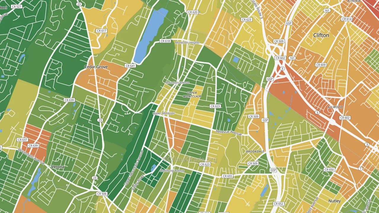 Upper Montclair, NJ Map of Assault Rates