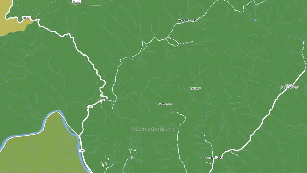 Upper Poplar, NC Map of Assault Rates