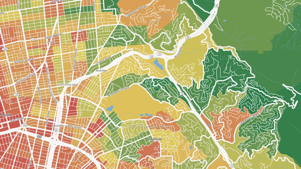 Upper Rockridge, Oakland, CA Map of Assault Rates