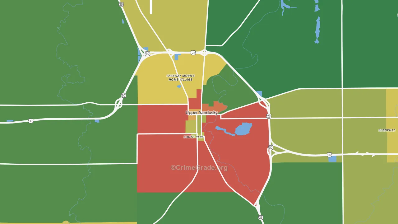 Upper Sandusky, OH Map of Assault Rates
