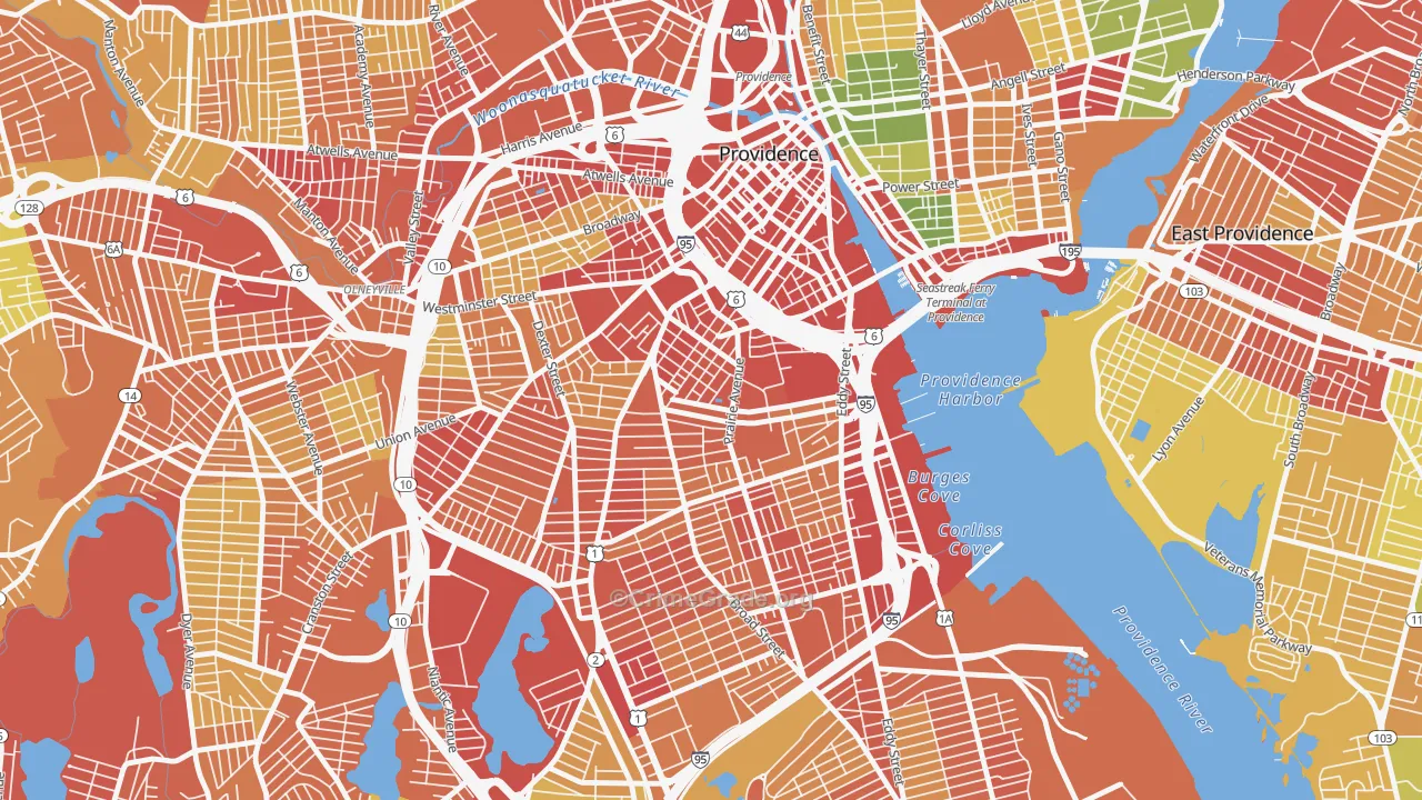 Upper South Providence, Providence, RI Map of Assault Rates