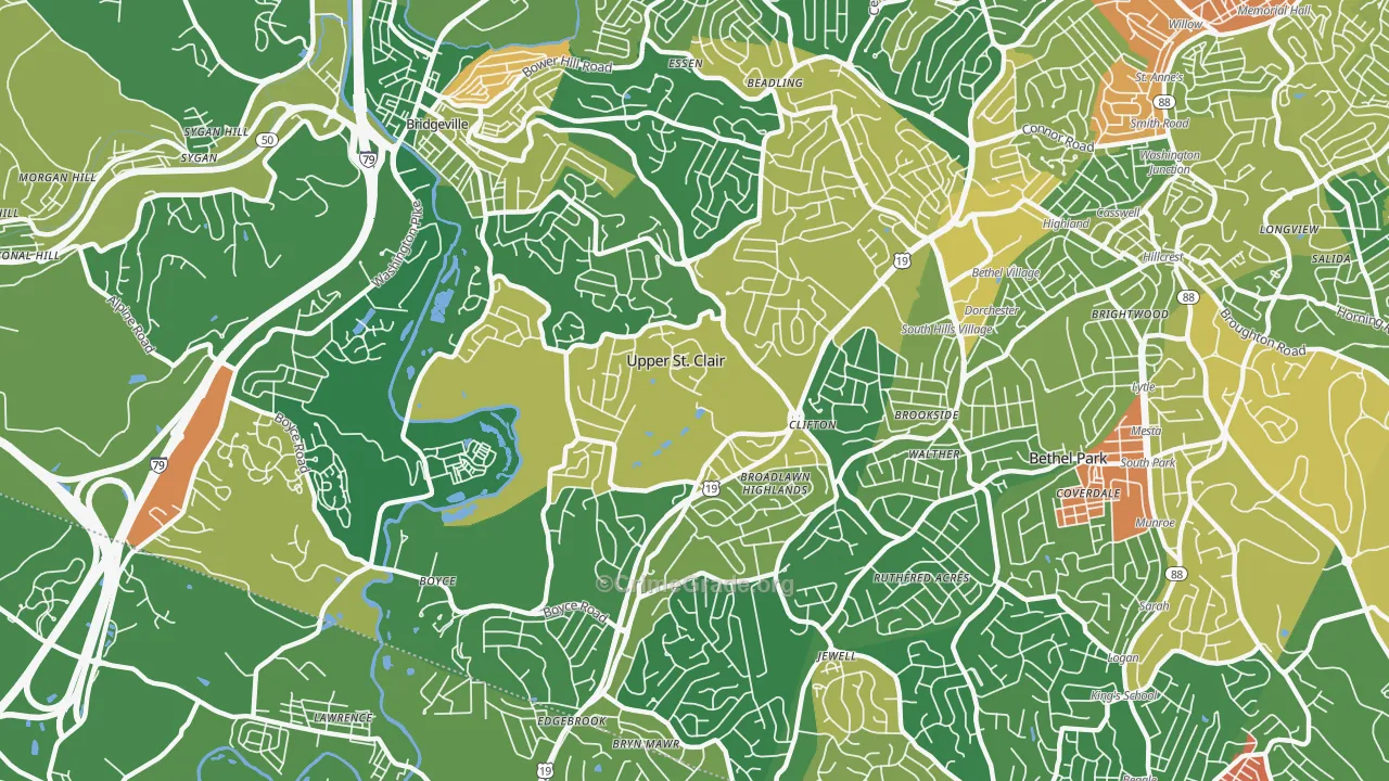 Upper St. Clair, PA Map of Assault Rates