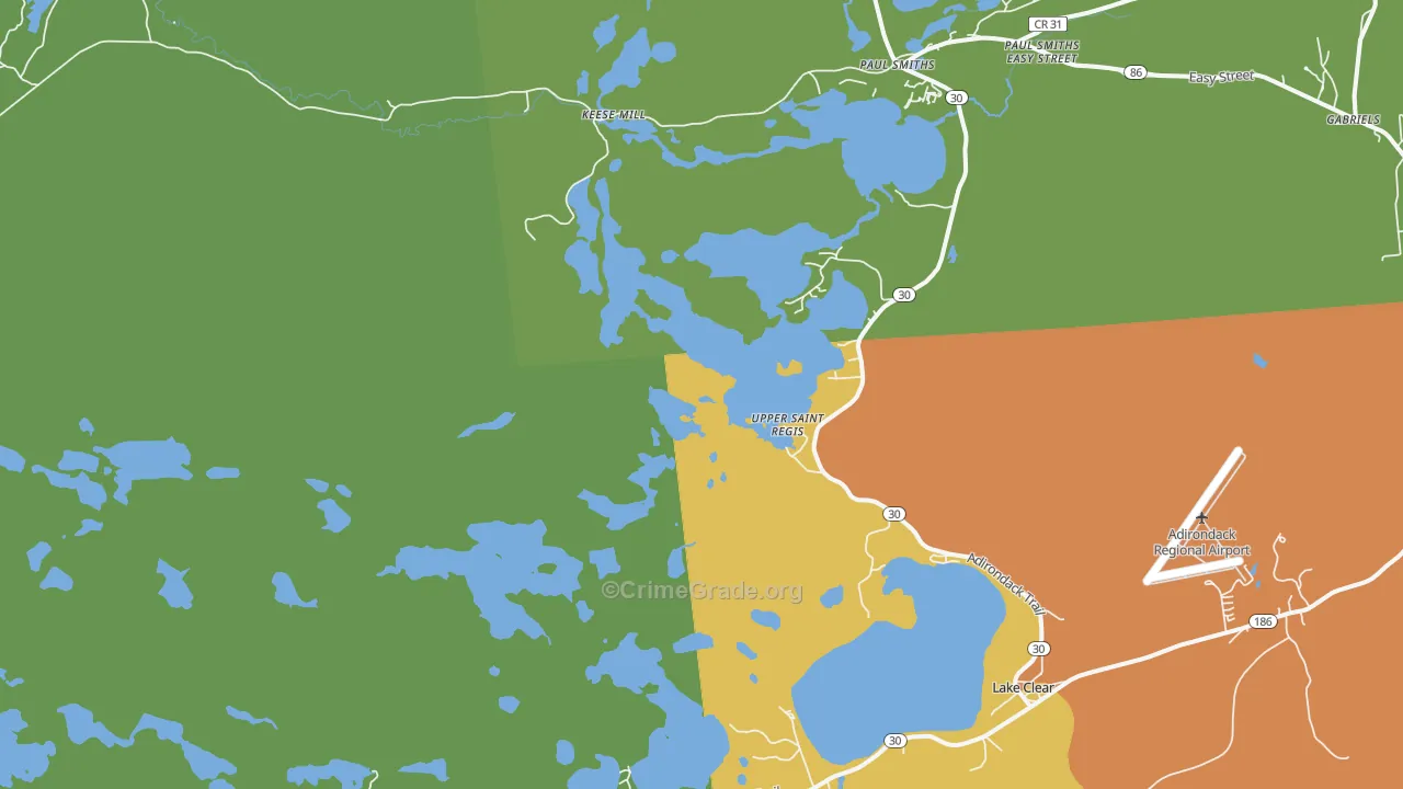 Upper St. Regis, NY Map of Assault Rates